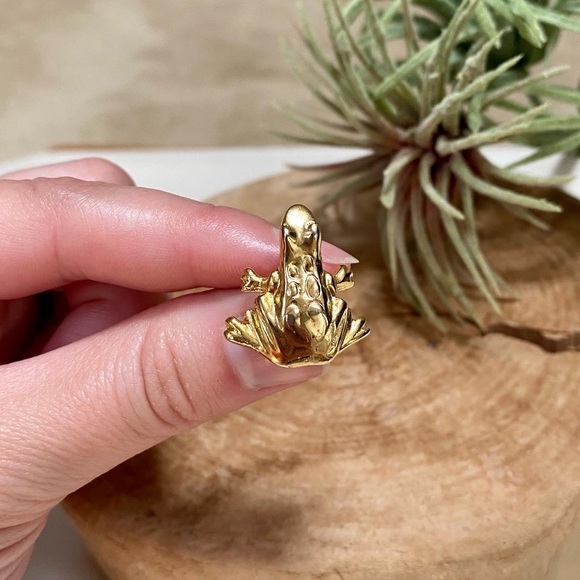 Adorable Vintage Textured Gold Frog Pin - Picture 3 of 6